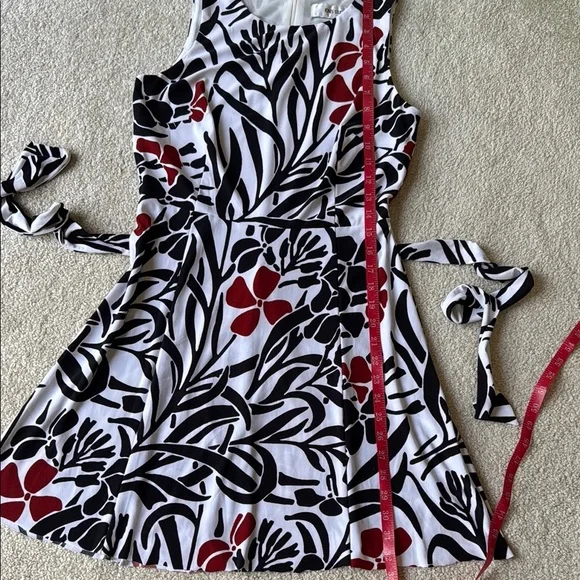 Jones Studio Floral Sleeveless Dress - Black, White, and Maroon - Picture 12 of 14